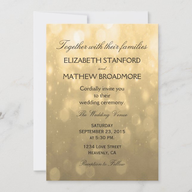 Gold Bokeh | Wedding Invitation (Front)