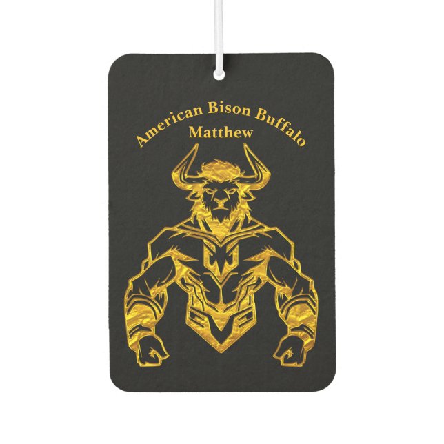 Gold Bold Bison Graphic Design Car Air Freshener (Front)