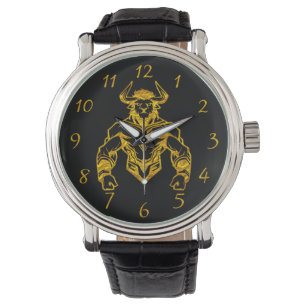 Gold Bold Bison Graphic Design Watch