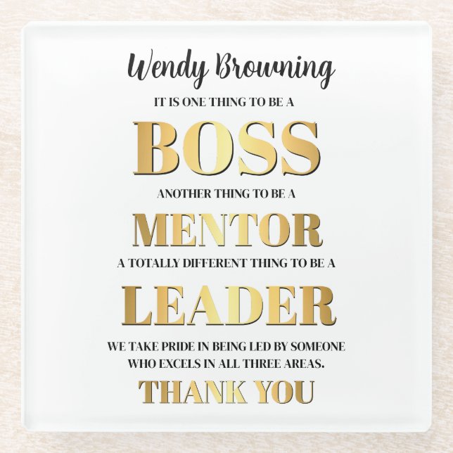 Gold & Bold Boss appreciation week  Glass Coaster (Front)