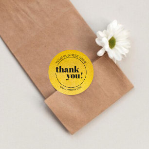 Gold Bold Business Thank You Classic Round Sticker