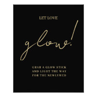 Gold Bold Handritten Script Let Love Glow Wedding 