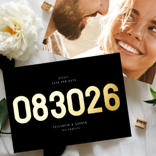 Gold Bold Typography Photo Wedding Save the Dates