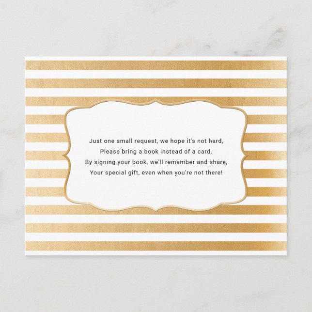 Gold book request card for neutral baby shower (Front)