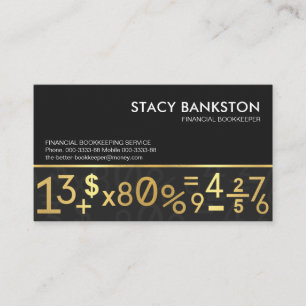 Gold Bookkeeping Numbers Symbol Layer Business Card