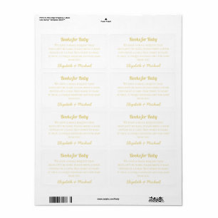Gold Books For Baby Request Shower Invite Insert
