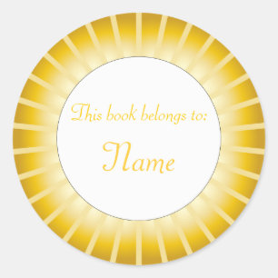 Gold Border - Bookplate Classic Round Sticker