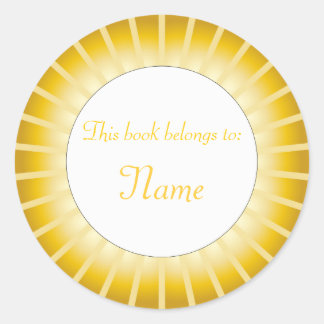 Gold Border - Bookplate Classic Round Sticker