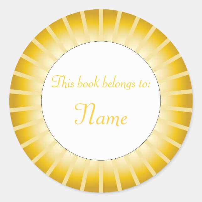 Gold Border - Bookplate Classic Round Sticker (Front)