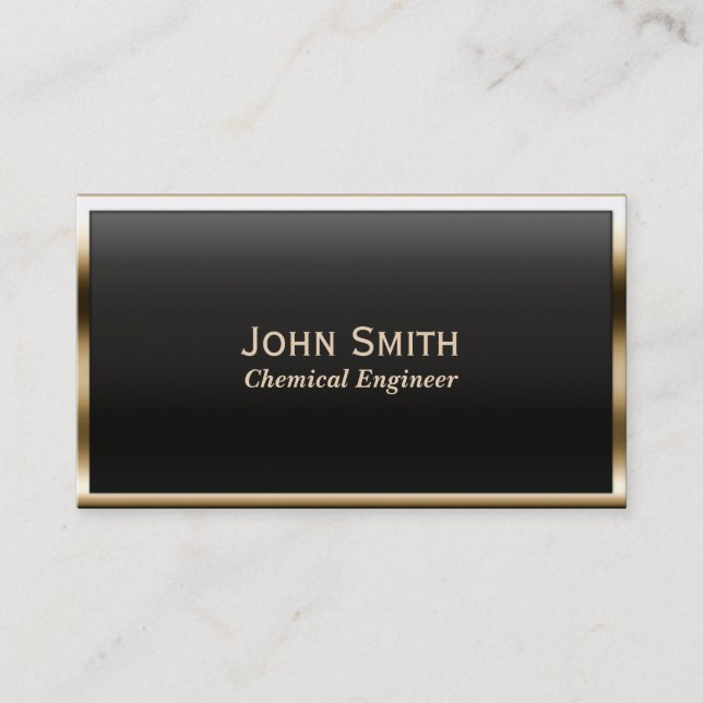 Gold Border Chemical Engineer Business Card (Front)