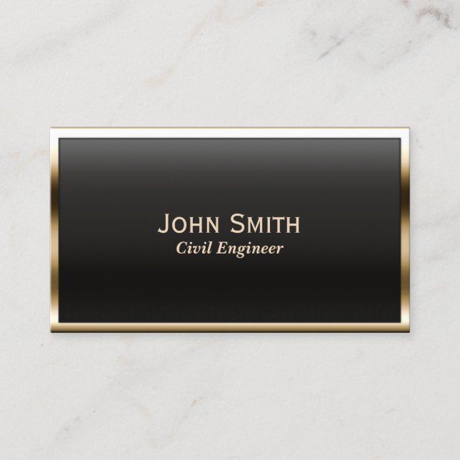 Gold Border Civil Engineer Business Card (Front)