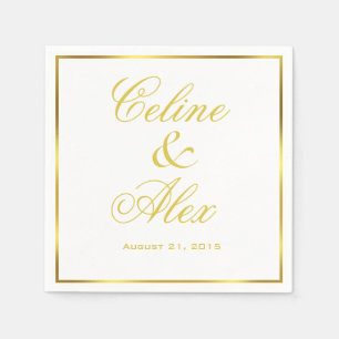 Gold Border Cocktail choose your background colour Napkin
