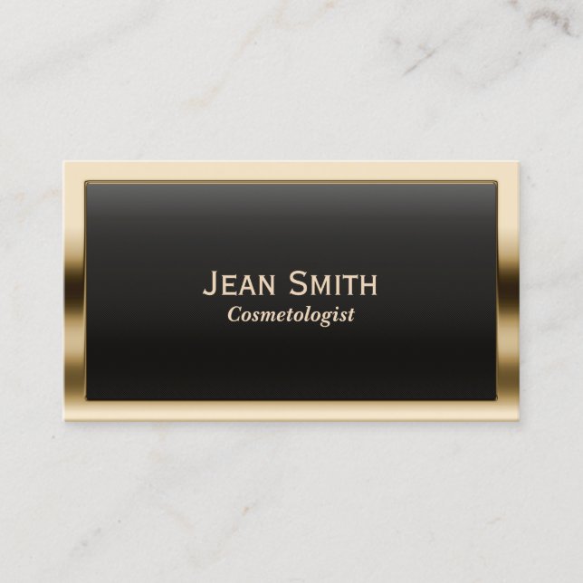 Gold Border Cosmetologist Business Card (Front)
