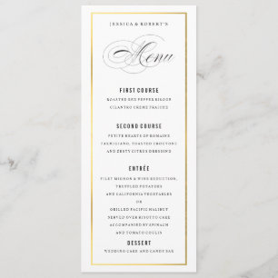 Gold Border Elegant Wedding Menu Card