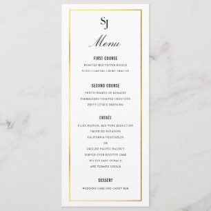 Gold Border Elegant Wedding Monogram Menu