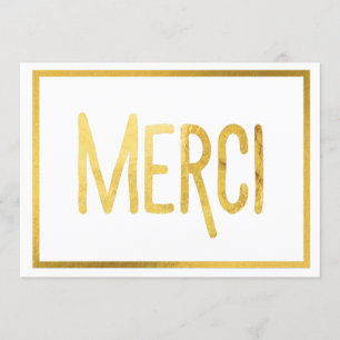 Gold Border Merci Custom Thank You Cards