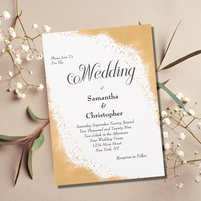 Gold Border Modern Elegant Calligraphy Wedding Invitation (Creator Uploaded)