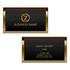 Gold Border Monogram Metal Cells Business Card