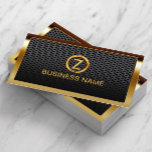 Gold Border Monogram Metal Cells Business Card<br><div class="desc">Deluxe Gold Border Monogram Metal Cells Business Card.</div>