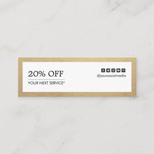 Gold Border Multi-purpose Social Media Coupon Mini Business Card (Front)