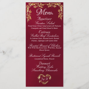 Gold Border on Burgundy Wedding Menu