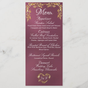 Gold Border on Lavender Wedding Menu
