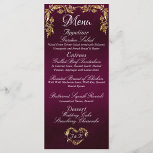 Gold Border on Plum Wedding Menu