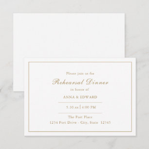 Gold Border Rehearsal Dinner Invitations