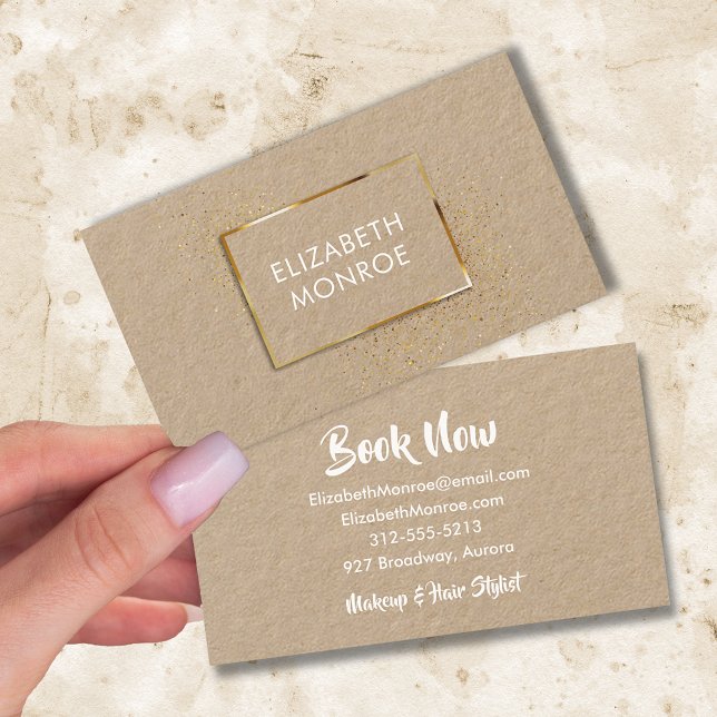 Gold Border Salon Makeup Hair Stylist Business Card (Creator Uploaded)