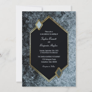 Gold Border Silver Wedding Invitation