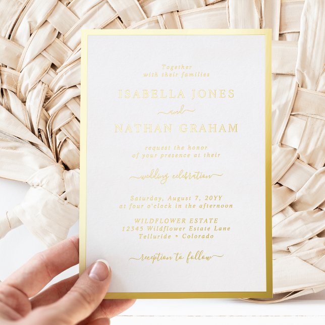 Gold Border Wedding (Gold Border Simple Modern Wedding Foil Invitation by Painted Paperie
)
