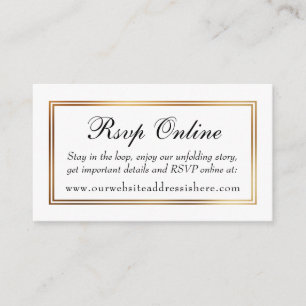 Gold Bordered White RSVP Online Insert Cards