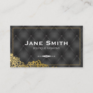 Gold Borders   Black Upholstered Padding Business Card