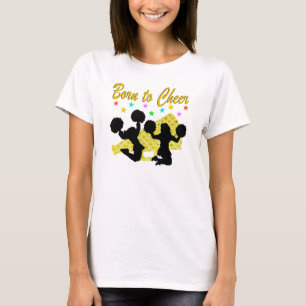 GOLD BORN TO CHEER MEGAPHONE CHEERLEADER T-Shirt