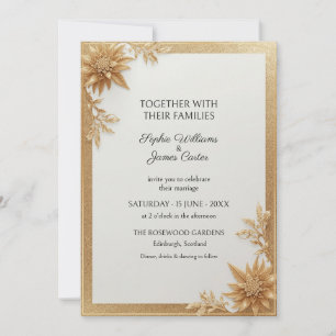 Gold Botanical Border Wedding Invitation
