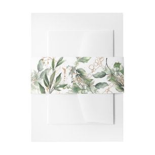 Gold Botanical Eucalyptus Elegant Greenery Sage Invitation Belly Band