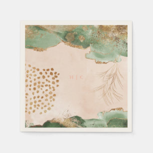 Gold Botanical Eucalyptus Modern Greenery Abstract Napkin