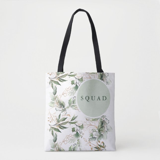 Gold Botanical Eucalyptus Modern Greenery Shower Tote Bag (Front)