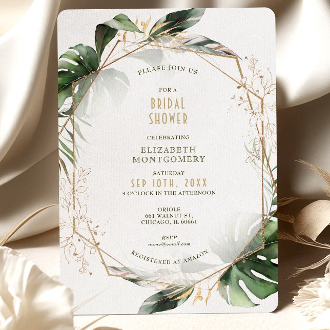 Gold & Botanical Greenery Bridal Shower Invitation (Creator Uploaded)