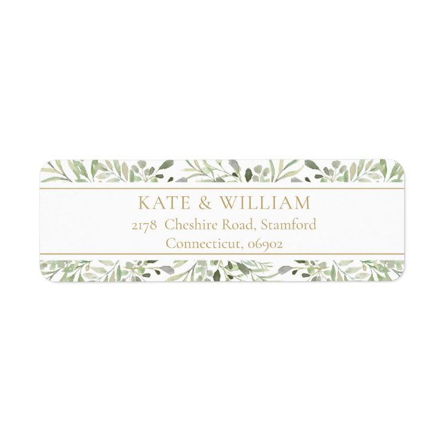 Gold Botanical Greenery Return address (Front)
