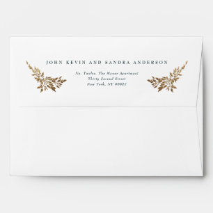 Gold Botanical Wedding Frame Classic Green White Envelope