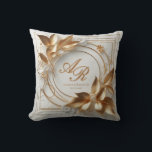 Gold Botanical Wedding Monogram Throw Pillow<br><div class="desc">Add a touch of timeless elegance to your home with this beautifully designed decorative throw pillow. Featuring sculptural gold botanical elements, delicate scrollwork, and a refined circular monogram frame set against a soft ivory background, this pillow blends classic romance with modern sophistication. Perfect for a bedroom, living room, or special-occasion...</div>