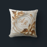 Gold Botanical Wedding Monogram Throw Pillow<br><div class="desc">Add a touch of timeless elegance to your home with this beautifully designed decorative throw pillow. Featuring sculptural gold botanical elements, delicate scrollwork, and a refined circular monogram frame set against a soft ivory background, this pillow blends classic romance with modern sophistication. Perfect for a bedroom, living room, or special-occasion...</div>
