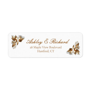 Gold Botanical Wedding Return Address Label