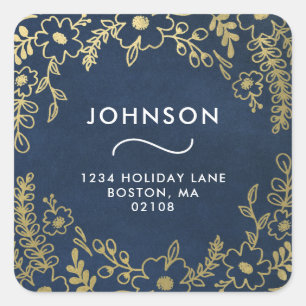 Gold Botanicals Holiday Greetings Address Sticker