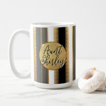 Gold Bougie Stripes Personalised Coffee Mug