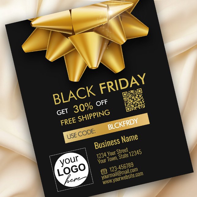 Gold Bow Black Friday Sale QR Code Discount Flyer (Creator Uploaded)