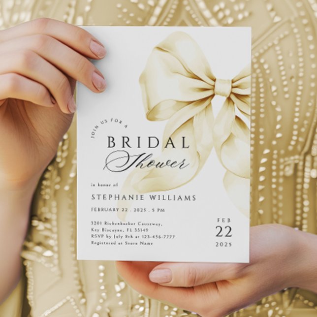 Gold Bow Bridal Shower Invitation (Creator Uploaded)