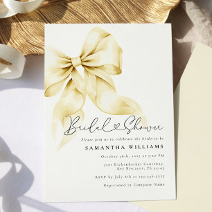 Gold Bow Bridal Shower Invitation