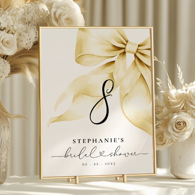 Gold Bow Bridal Shower Table Number (Creator Uploaded)